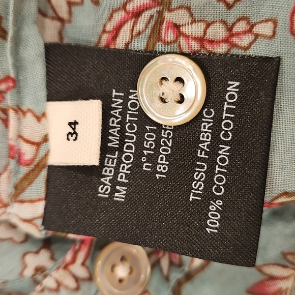💕ISABEL MARANT ETOILE💕 Maria Blouse ~ Almondgreen Floral Print 34 - Picture 16 of 16